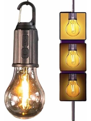 TKÇ Şarjlı Dekoratif Kamp Lambası Askılı Ampul LED Işık Type-C Girişli