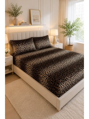 Hby Leopar Desen Battal Boy Yastıklı Çarşaf Takımı Leopar