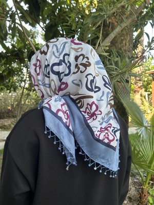 Sümeyye Çeyiz El Emeği Boncuk Oyası Yazma Tülbent Yemeni El Işi Boncuklu Yazma 100X100 cm