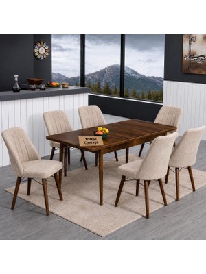 Yonga concept Lavinia 6 Sandalyeli Mutfak Masa Takımı Krem