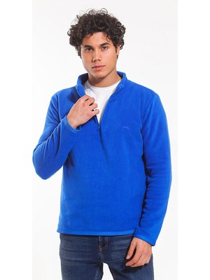 Slazenger SANNE IN Erkek Dik Yaka Fermuarlı Saks Mavi Polar