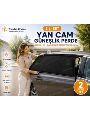 Trends's Choice 2 Adet Araç Yan Cam Güneşlik Perde | Uv Korumalı Esnek Oto Cam Gölgelik Oto Yan Cam Perde