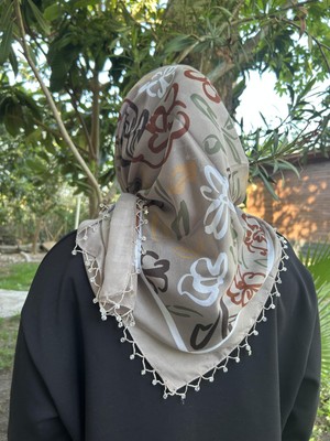 Sümeyye Çeyiz El Emeği Boncuk Oyası Yazma Tülbent Yemeni El Işi Boncuklu Yazma 100X100 cm