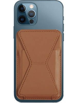 TKÇ Ally Iphone 15-14- 13-12'ler Için Standlı Deri Cüzdan Magsafe Kartlık Cüzdan KILIF-(5775)