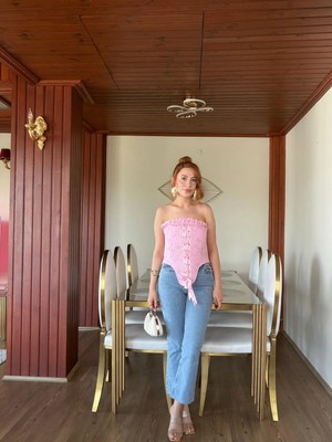 Arwey Pembe Balenli Korse Büstiyer