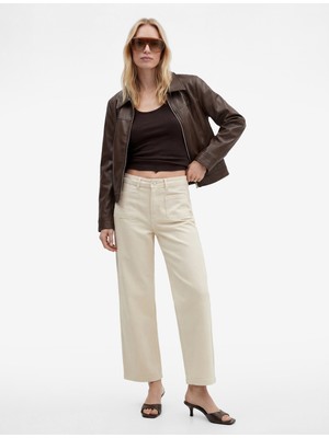 Koton Yüksek Bel Rahat Kalıp Cep Detaylı Geniş Paça Pantolon - Culotte Jeans