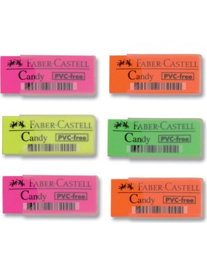 Faber-Castell Renkli Silgi Plastik Kılıflı 6'lı Paket PVC-free Faber Candy