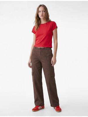 Koton Pamuklu Kısa Kollu Slim Fit Omzu Açık Tişört