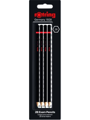 Rotring 2B Sınav Kurşun Kalemi 4'lü Altıgen Gövdeli Kırılmaya Dayanıklı Uç