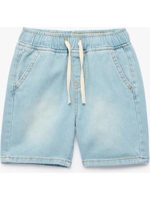 Koton Pamuklu Beli Bağcıklı Rahat Kesim Denim Şort