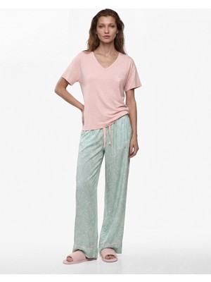 Koton V Yaka Kısa Kollu Çiçek Desenli Pijama Seti