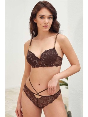 Beruflic Angel Balenli Destekli Dolgulu Askı Detaylı Dantelli Sütyen ve Slip Takım