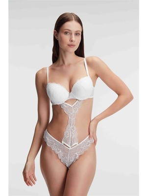 Beruflic Fantezi Destekli Balenli Kaplı Dantel Detaylı Sütyen Slip Iç Çamaşırı Takımı Under Moda