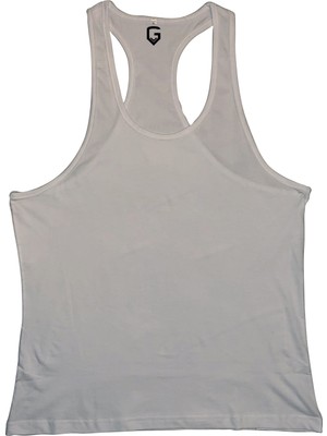Top Glory Beyaz Sporcu Atleti Fitness Gym Tank Top %100 Pamuklu 2XL Erkek Üst