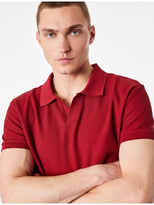 Koton Regular Fit Kısa Kollu Pamuklu Fitilli Polo Yaka Tişört