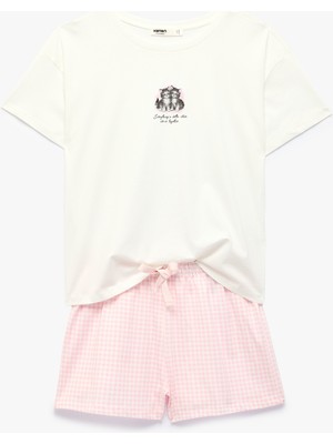 Koton Pamuklu Bisiklet Yaka Kısa Kollu Şortlu Pijama Takımı