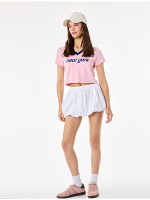 Koton Pamuklu Slim Fit V Yaka Kısa Kollu Futbol Temalı Baskılı Tişört