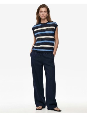 Koton Keten Görünümlü Cepli Straight Fit Düz Paça Pantolon