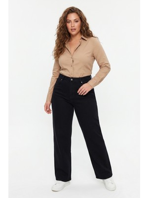 Kadın Yüksek Bel Wide Leg Denim Bol Pantolon BGL-ST05449