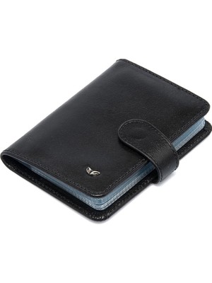Tergan  S1KK00001210-B06  Siyah Hakiki Deri Unisex Kredi Kartlık Düz Tasarım 10x7 cm Günlük Kullanım İçin