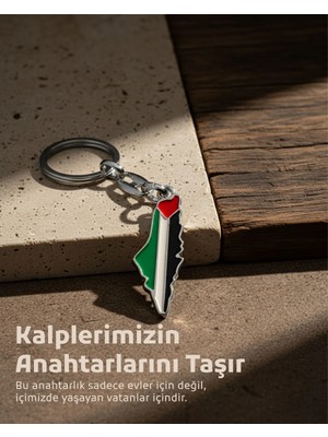 Zaytoon Filistin Renkli Harita Metal Anahtarlık, Unisex