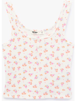 Koton Yuvarlak Yaka Çiçekli Askılı Pijama Üstü