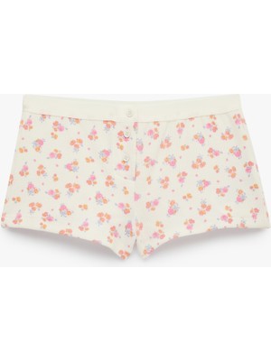 Koton Rahat Kesim Düğmeli Çiçekli Şort Pijama Altı