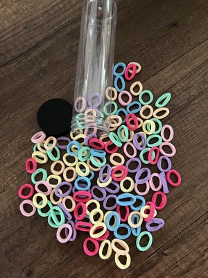 Gülümse Gel Şeffaf Büyük Boy Tüp Kutuda Renkli Küçük Boy 100 Adet Havlu Lastik Toka Kız Çocuk Kadın