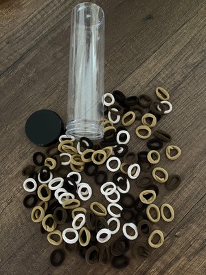 Gülümse Gel Şeffaf Tüp Kutuda Kahve Tonlarında Küçük Boy 100 adet Havlu Lastik Toka Kız Çocuk Kadın
