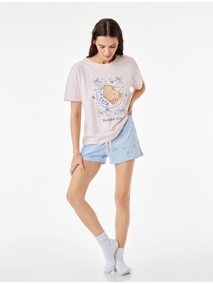 Koton Rahat Kesim Baskılı Pamuklu Şortlu Pijama Takımı