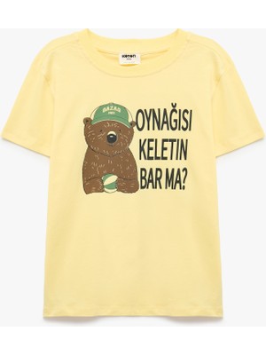 Koton Pamuklu Bisiklet Yaka Kısa Kollu Baskılı Tişört