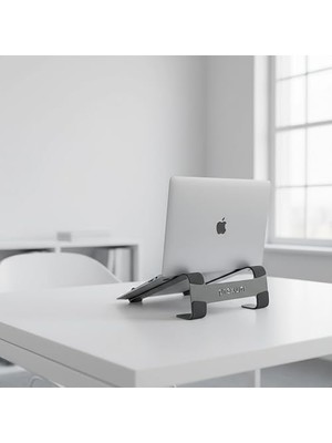 Assess Store Prexua Fixer Laptop Standı - Notebook Yükseltici Altlık - Metal (Siyah)
