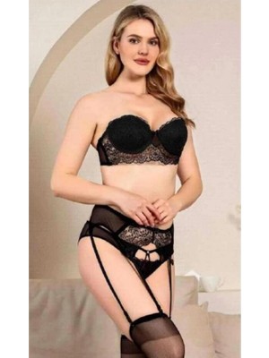 Nurteks 2458 Dolgulu Straplez Jartiyer Sütyen Takım