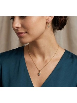 twingold Gold Renk Işıltılı Taşlı Kolye Küpe Seti