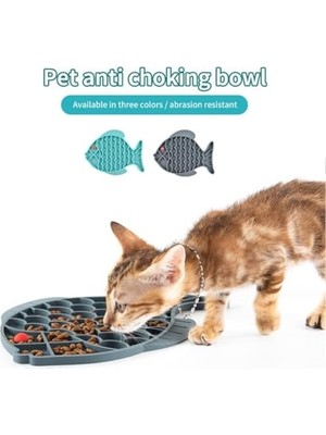 Assess Store Kedi Için Yalama Matı, Kediler Yavaş Besleyici Yalama Matı, Pet Sakinleştirici Tedavi Mat, Can Sıkıntısı ve Anksiyete Azaltıcı Yalama Mat, Mama, Yoğurt Için Kedi Puzzle Besleyici Kase (Gri)