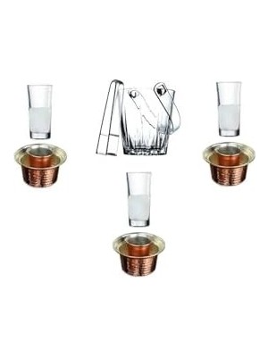 Assess Store 8 Parça Rakı Bardak Meşrubat Bakır Ehlikeyf ve Buz Kovası Keyif Seti 8695421120036984225