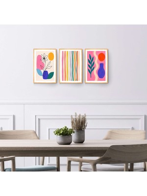 TASARIM ŞEYLER Tasarım Şeyler Renkli Minimal Sanat Temalı 3’lü Mdf Poster Seti – Modern Renkli Iskandinav Duvar Dekoru 3