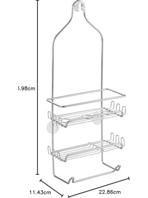Assess Store Milo Çelik Asma Duş Düzenleyici - 22,86 cm x 11,43 cm x 54,04 Cm, Gümüş