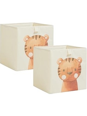 Uravas Store Ocean Home Textile 2'li Çocuk Odası Sevimli Kaplan Kutu Set 33 x 30 x 33 cm