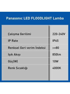 Assess Store LED Floodlıght 10W 850LM 4000K, Kelvin-Günışığı