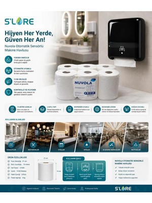 Nuvola Otomatik Sensörlü Makine Havlusu 21 cm 4 kg 6 Rulo