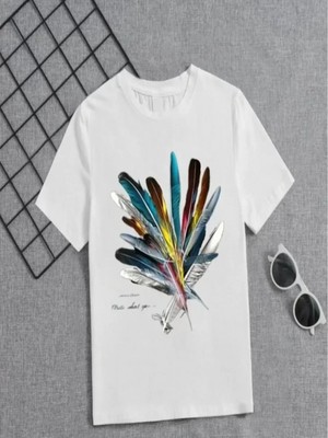 Efnaz Style Kız Çocuk Baskılı T-Shirt - Beyaz