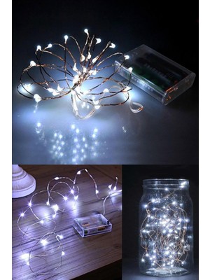Hereveoyuncak Pilli 5 Metre Dekoratif Peri LED Beyaz Ayydınlatma Süsleme Lambası