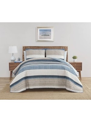 Assess Store | Ridgeport | Quilt Set - 100%, Reversible, All Season Bedding, Includes Matching Shams,, Blue