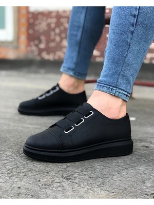 Joy Ayakkabı JY026 Astor Erkek Günlük Lastikli Cilt Spor Sneaker Ayakkabı Cst - Siyah