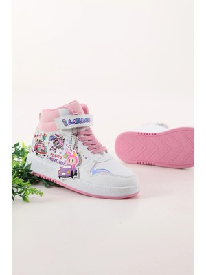 Mcdark Kız Çocuk Beyaz Pembe Labulabu Sneaker Bilekli Ayakkabı