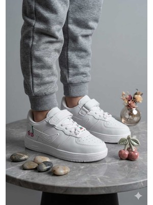 Mcdark Beyaz Çocuk Sneaker Kirazlı Model Ayakkabı