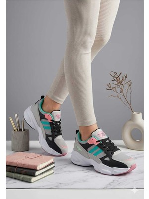 Mcdark Kadın Beyaz Yeşil Sararmaz Taban Sneaker Ayakkabı