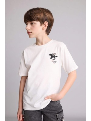DeFacto New Regular Fit Bisiklet Yaka Baskılı Kısa Kollu Tişört Erkek Çocuk H6364A826HS