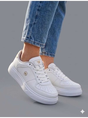 Mcdark Kadın Beyaz Altın Mevsımlık Sneaker Ayakkabı